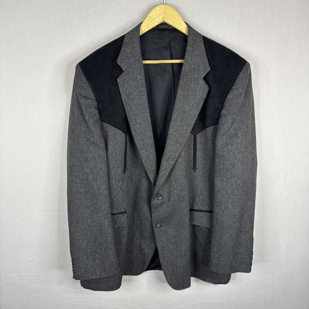 Circle S Western Blazer Men’s 48R Gray Two-Tone Cowboy Sport Coat USA Made